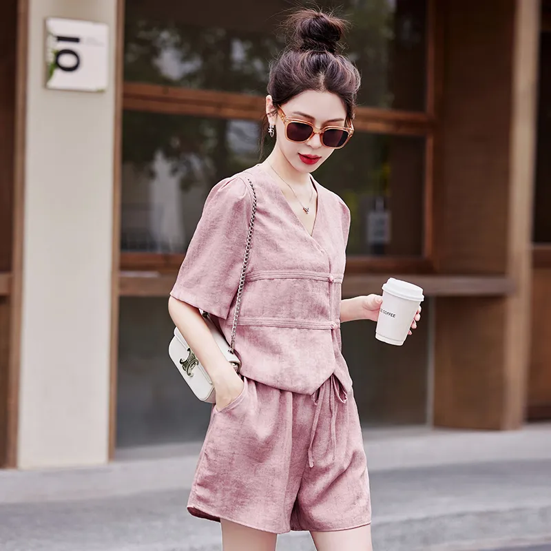 MJ Spring And Summer Casual Suit Women's Pink-5