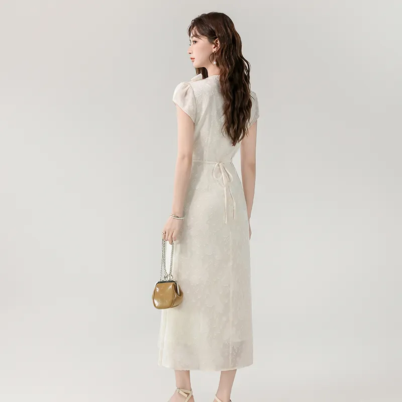 MJ Short Sleeved Dresses Women's White-1
