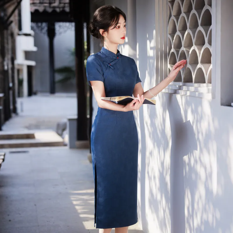 MJ Cheongsams Women's Blue-4