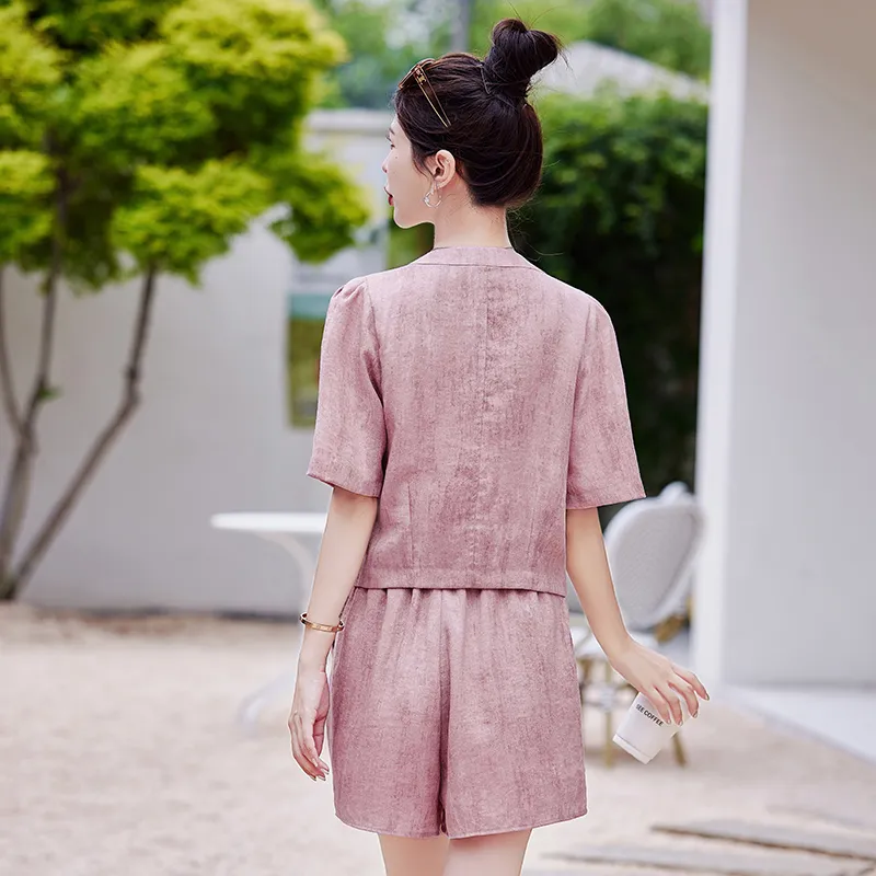 MJ Spring And Summer Casual Suit Women's Pink-0