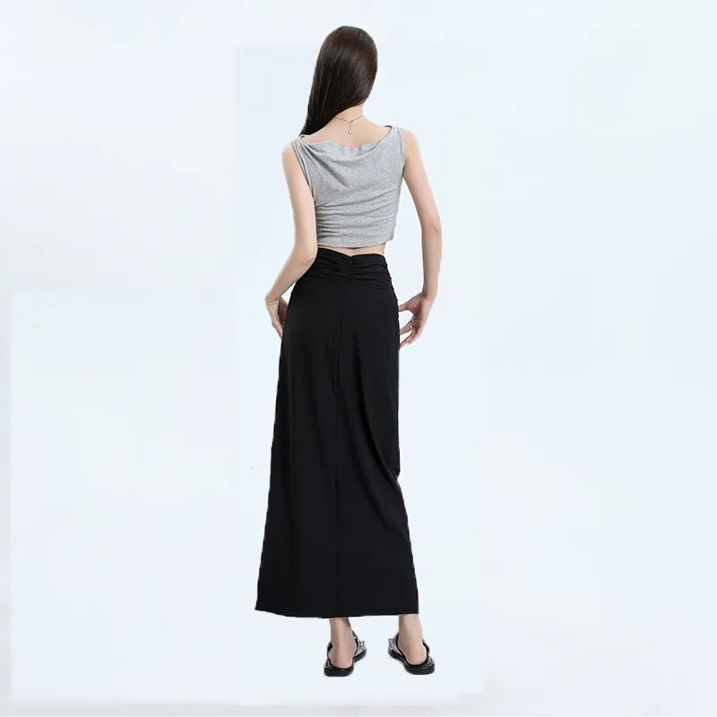 BRN Casual Long Skirts Women's Black Long Skirt-4
