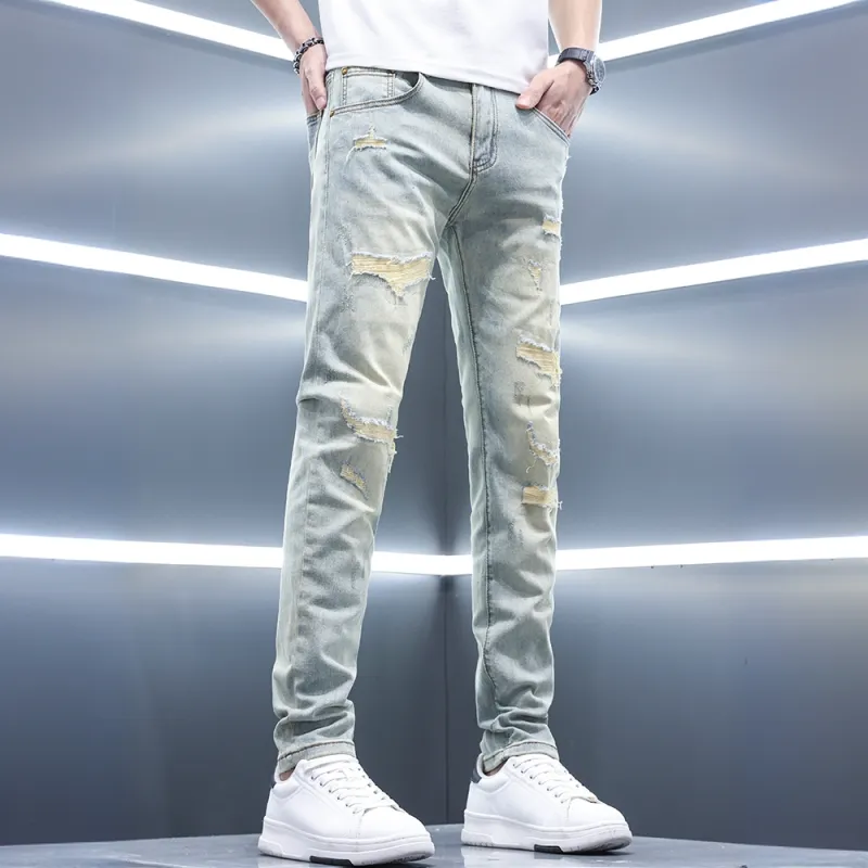 JIKENDI Jeans Men Light Blue Ankle Length-4