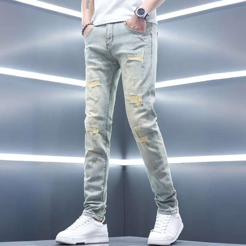 JIKENDI Jeans Men Light Blue Ankle Length-2