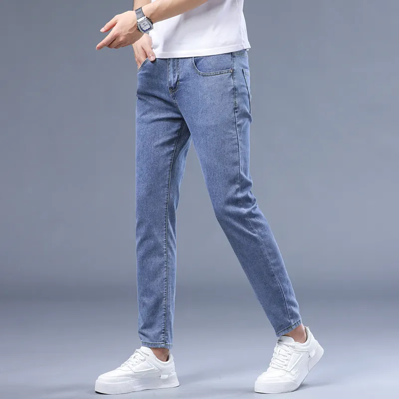 JIKENDI Jeans Men Light Blue Ankle Length-3