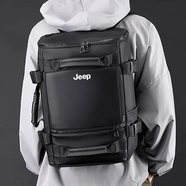 Jeep PVC Polyvinyl Chloride Backpack Unisex Black-1
