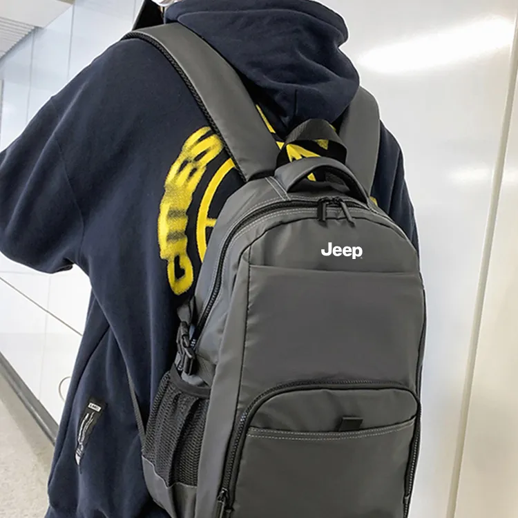 Jeep Nylon Backpack Men's Black/Gray/Dark Blue-2