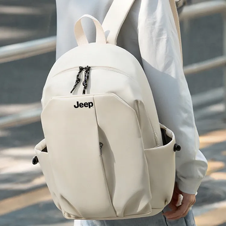 Jeep Nylon Backpack Unisex Black/Gray/Ecru-7