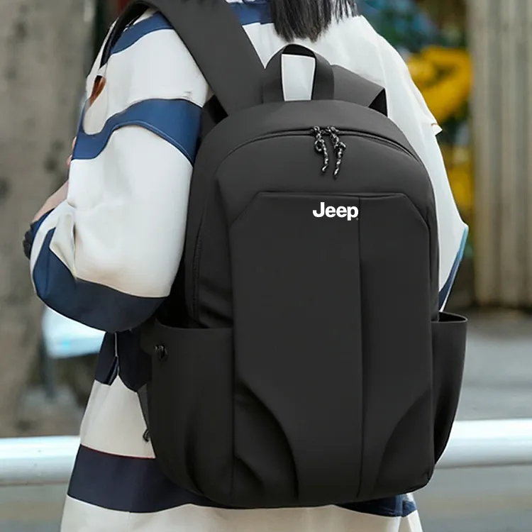 Jeep Nylon Backpack Unisex Black/Gray/Ecru-3