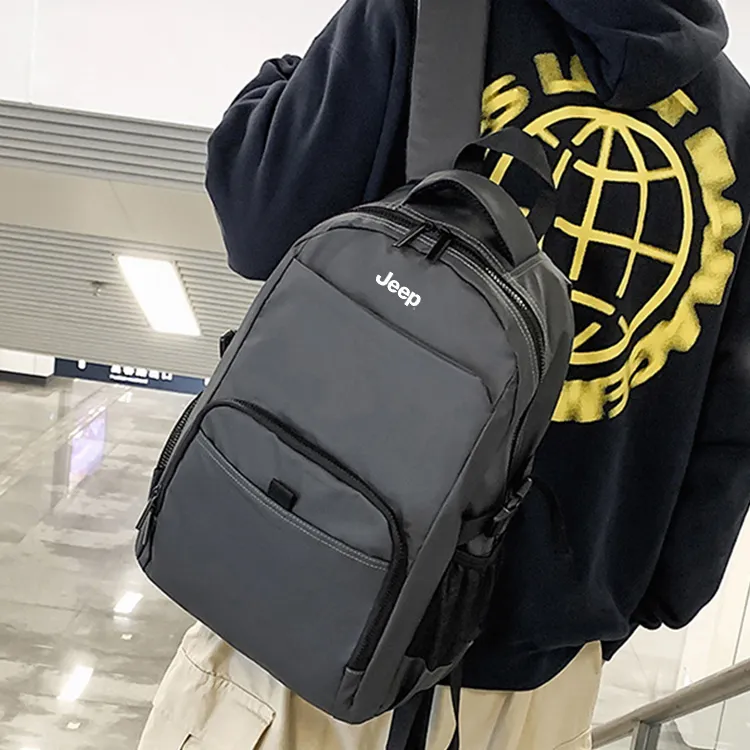 Jeep Nylon Backpack Men's Black/Gray/Dark Blue-3