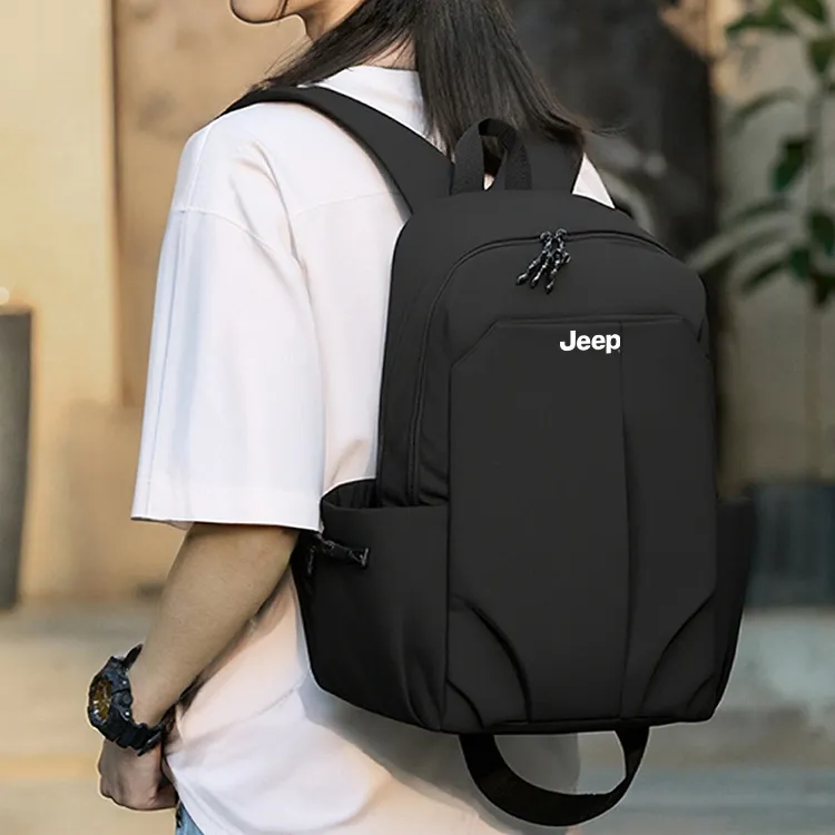 Jeep Nylon Backpack Unisex Black/Gray/Ecru-2