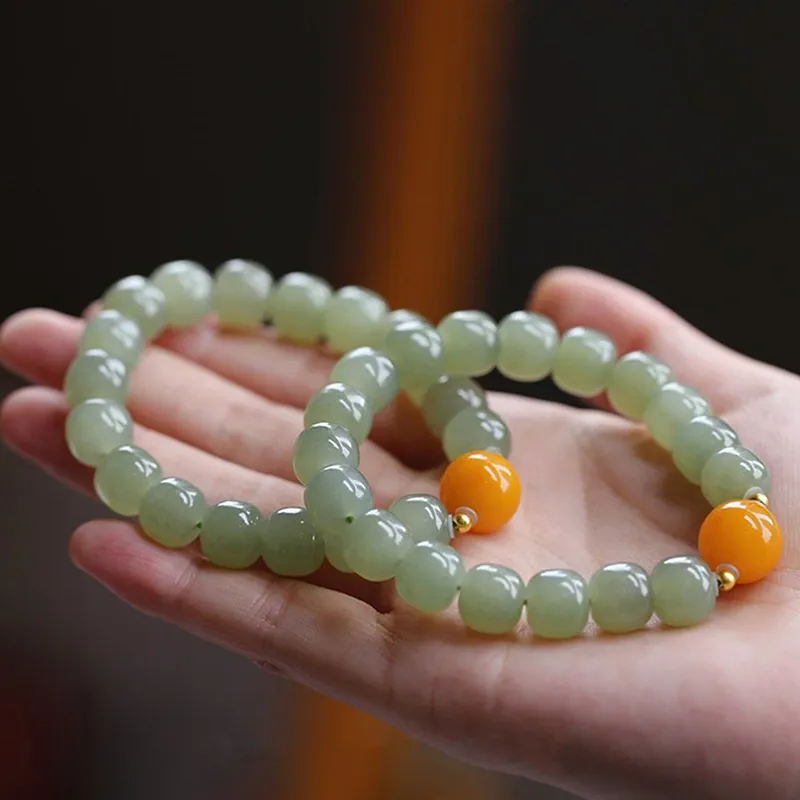 BYTHERE Hetian Jade Bracelets Pale Greenish White Jade Unisex-2