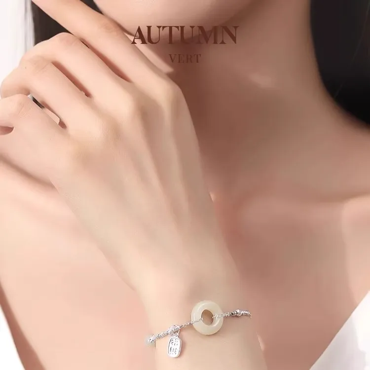 BYTHERE Bracelets Pale Greenish White Jade Women's-2