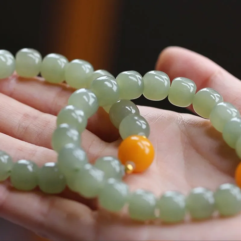 BYTHERE Hetian Jade Bracelets Pale Greenish White Jade Unisex-4