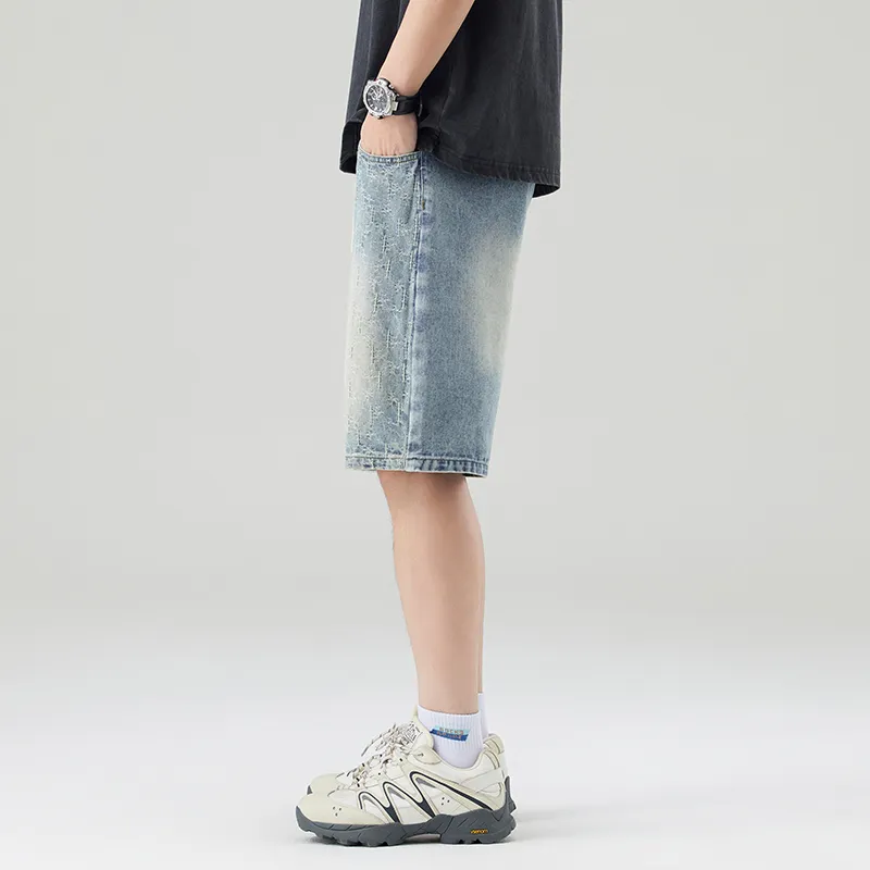 Fingercrox Denim Shorts Unisex Vintage Blue-3