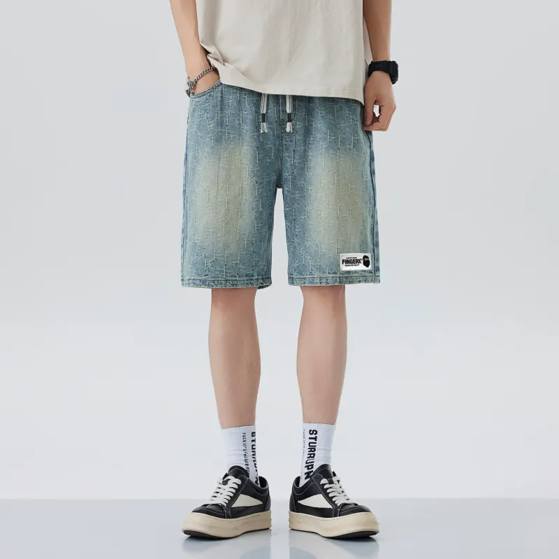 Fingercrox Denim Shorts Unisex Vintage Blue-2