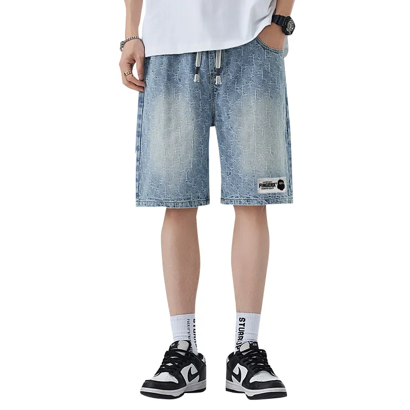 Fingercrox Denim Shorts Unisex Light Blue-2