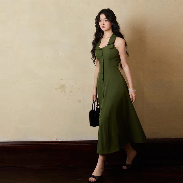 BELOVED STARRY Sleeveless Dress Women's Dark Green-4