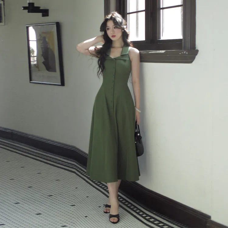 BELOVED STARRY Sleeveless Dress Women's Dark Green-6