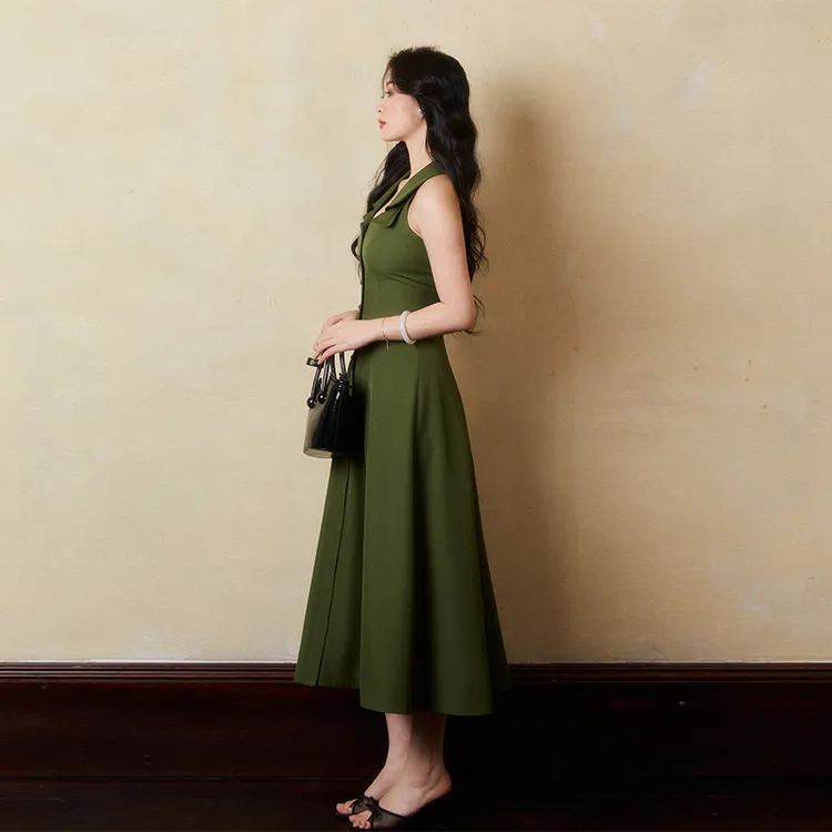 BELOVED STARRY Sleeveless Dress Women's Dark Green-5