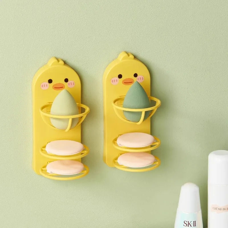 ZHENZI Yellow Duck Makeup Sponge Wall Mounted Storage Racks & Shelves-2