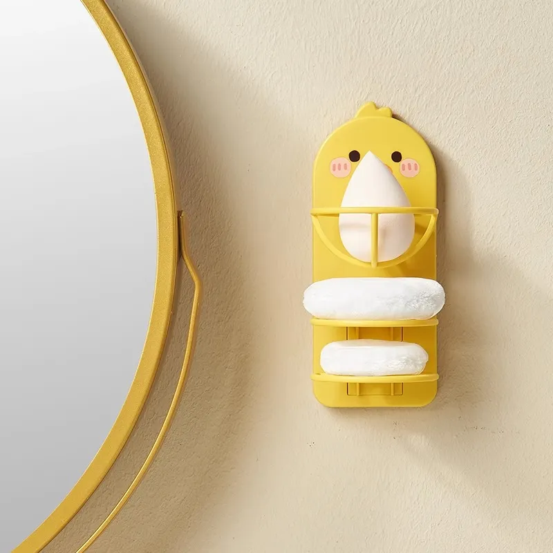 ZHENZI Yellow Duck Makeup Sponge Wall Mounted Storage Racks & Shelves-3