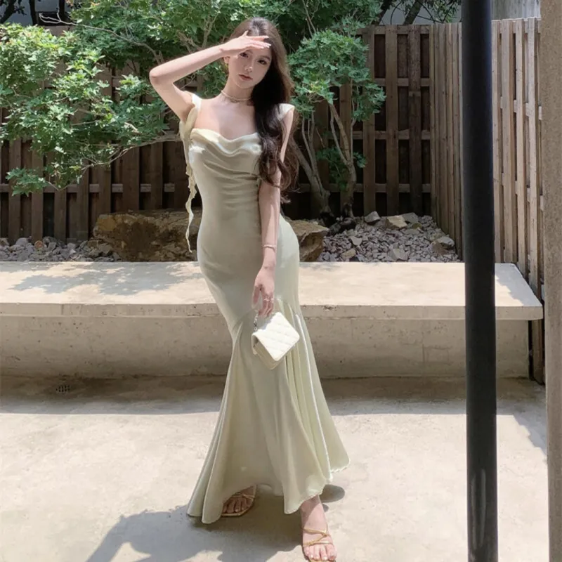 7 SEVFUN Slip Dress Women's Light Green-2