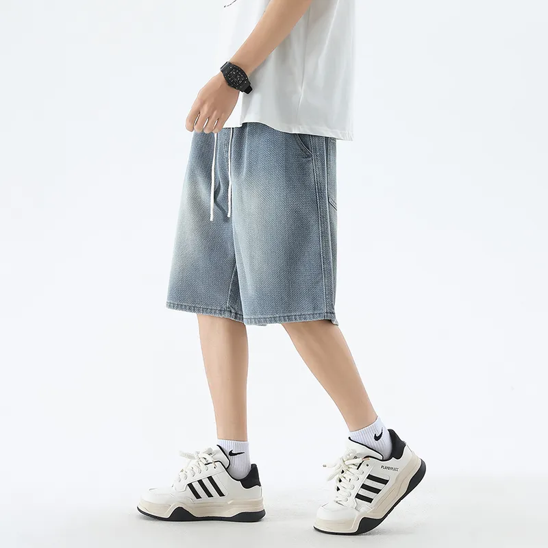 FAWENXIANGZI Denim Shorts Men's-4