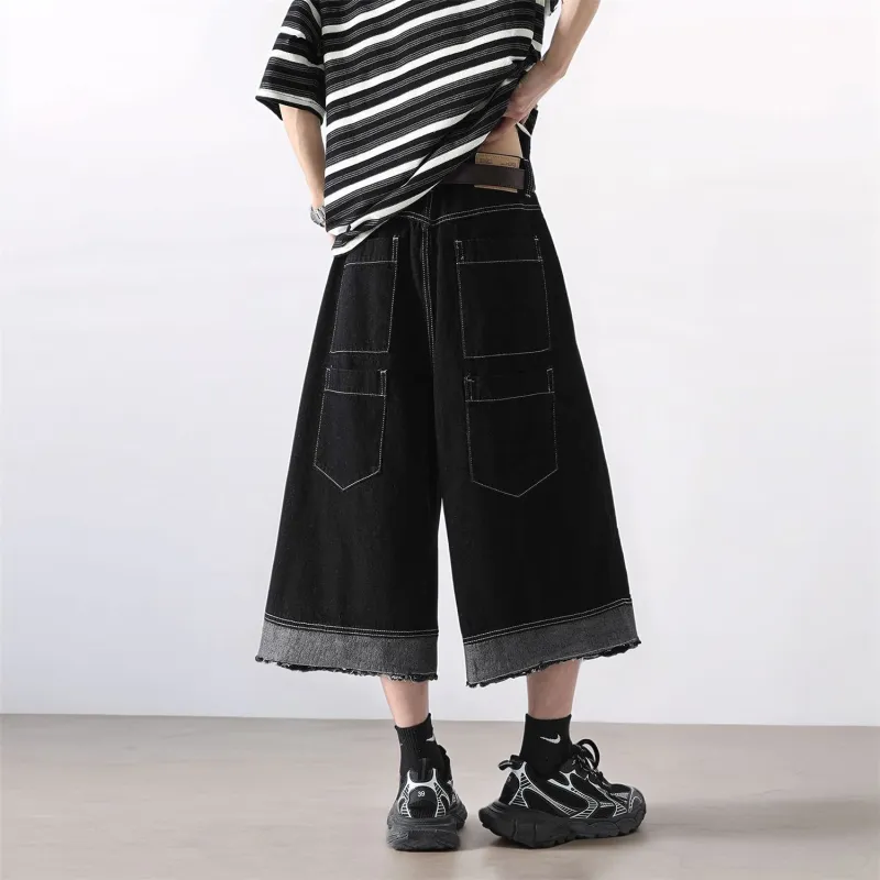 FAWENXIANGZI Denim Shorts Men's-3