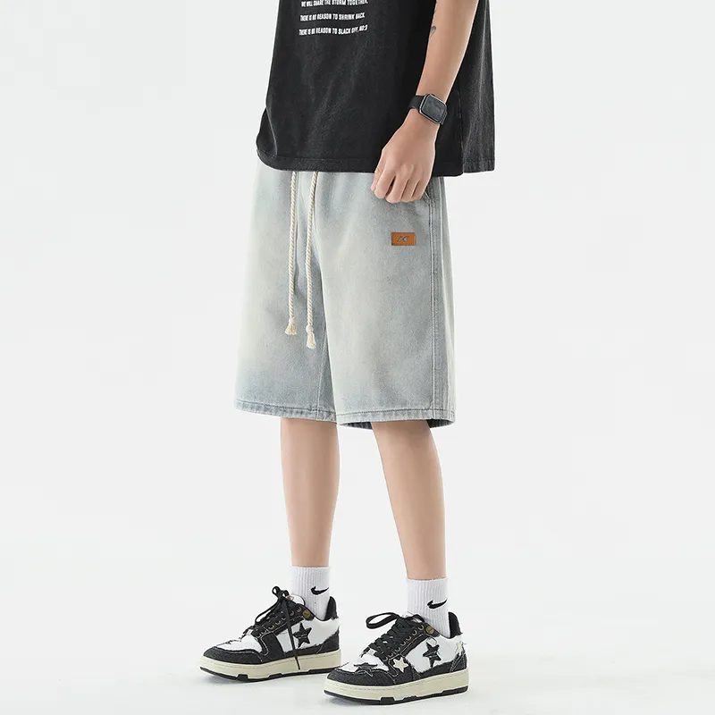 FAWENXIANGZI Denim Shorts Men's-4