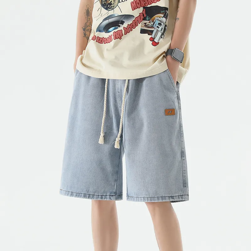FAWENXIANGZI Denim Shorts Men's-12