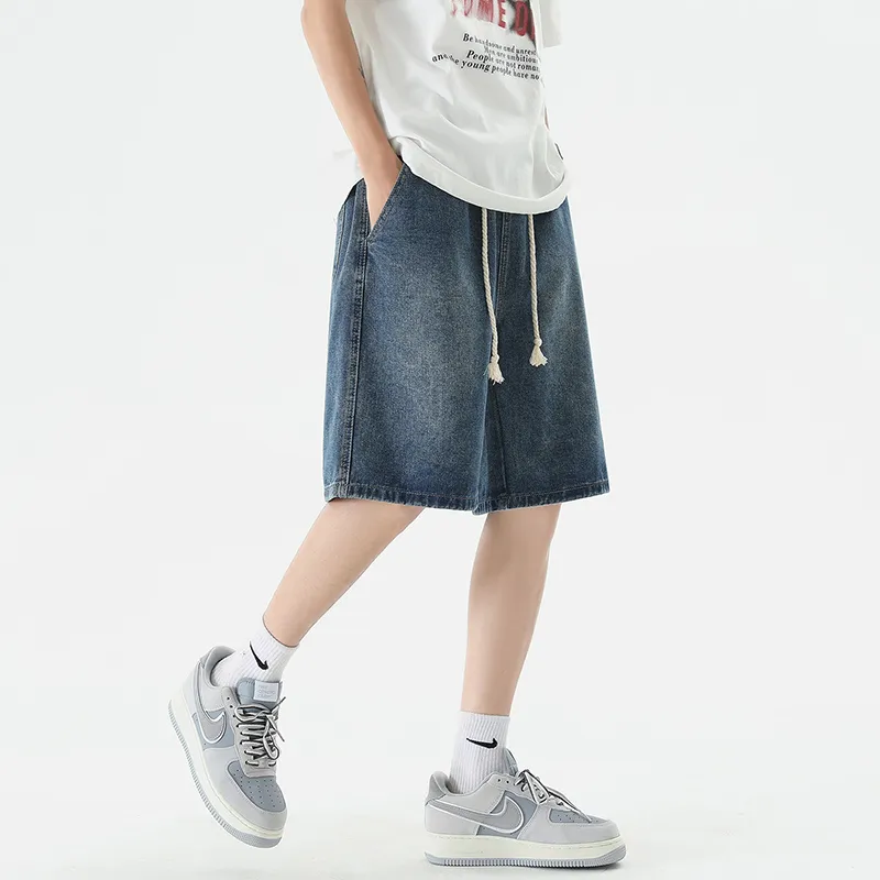 FAWENXIANGZI Denim Shorts Men's-9