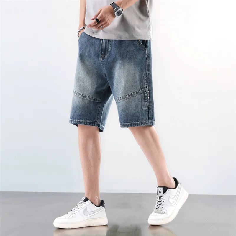 FAWENXIANGZI Denim Shorts Men's-4