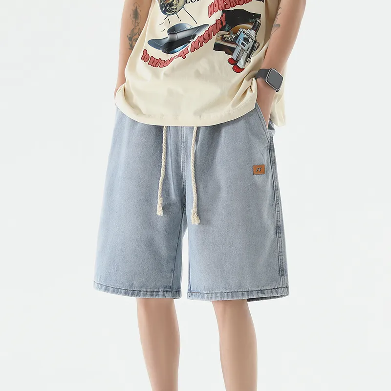 FAWENXIANGZI Denim Shorts Men's-14