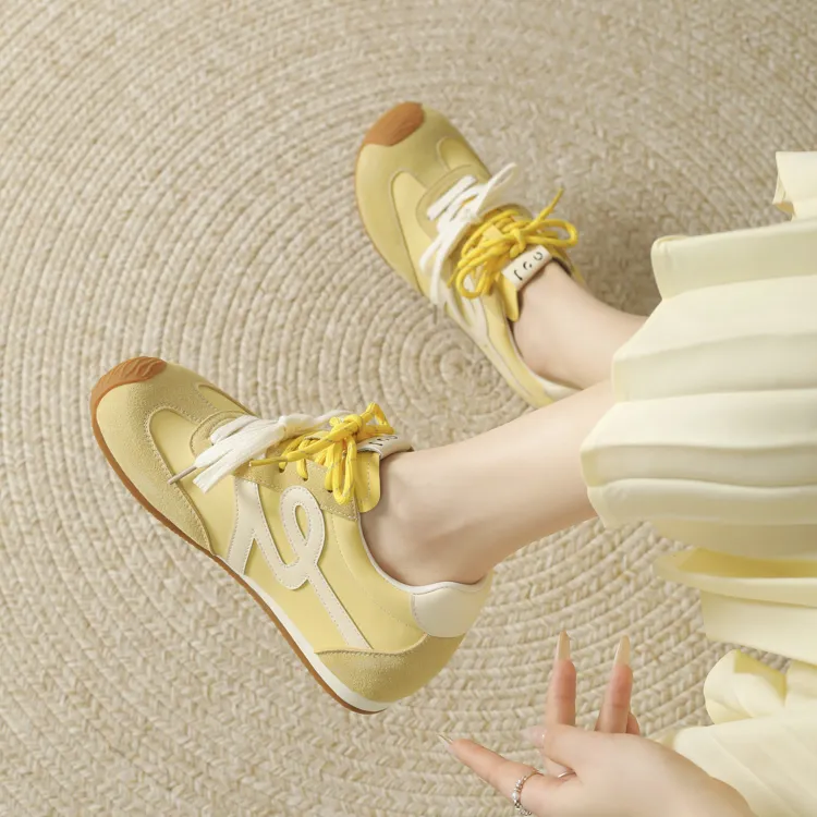 JOSINY Casual Shoes Women's Low Top Yellow-6