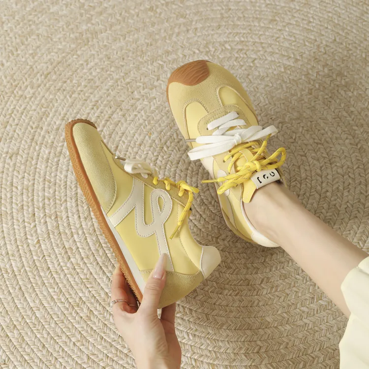 JOSINY Casual Shoes Women's Low Top Yellow-5