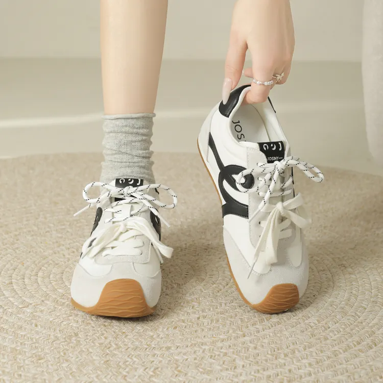 JOSINY Casual Shoes Women's Low Top Beige/Black-4