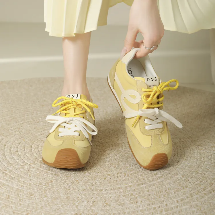 JOSINY Casual Shoes Women's Low Top Yellow-4