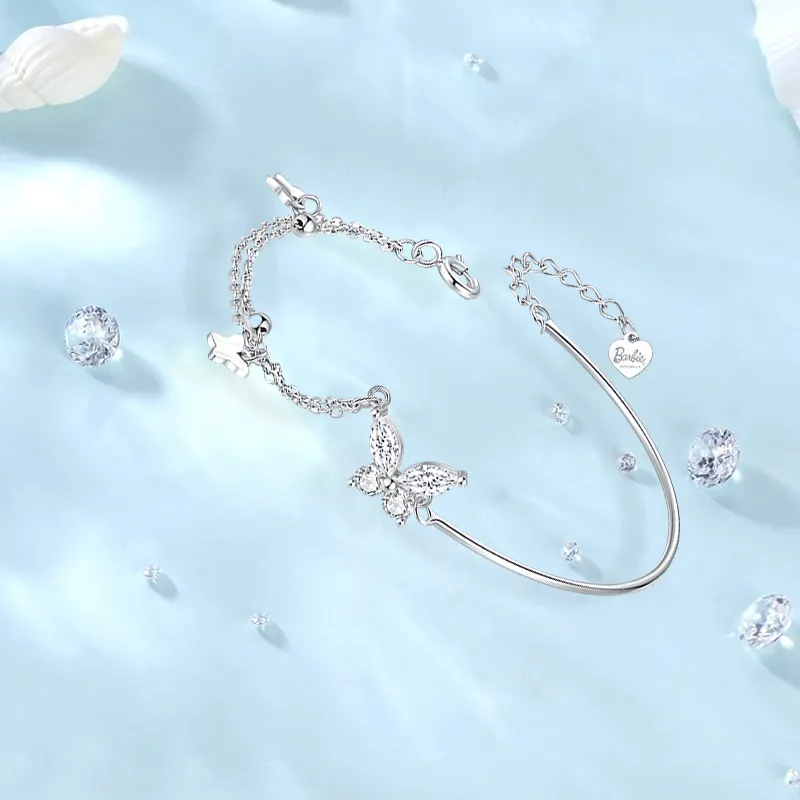 Barbie S925 Silver Double Layer Layering Bracelet Women's-4