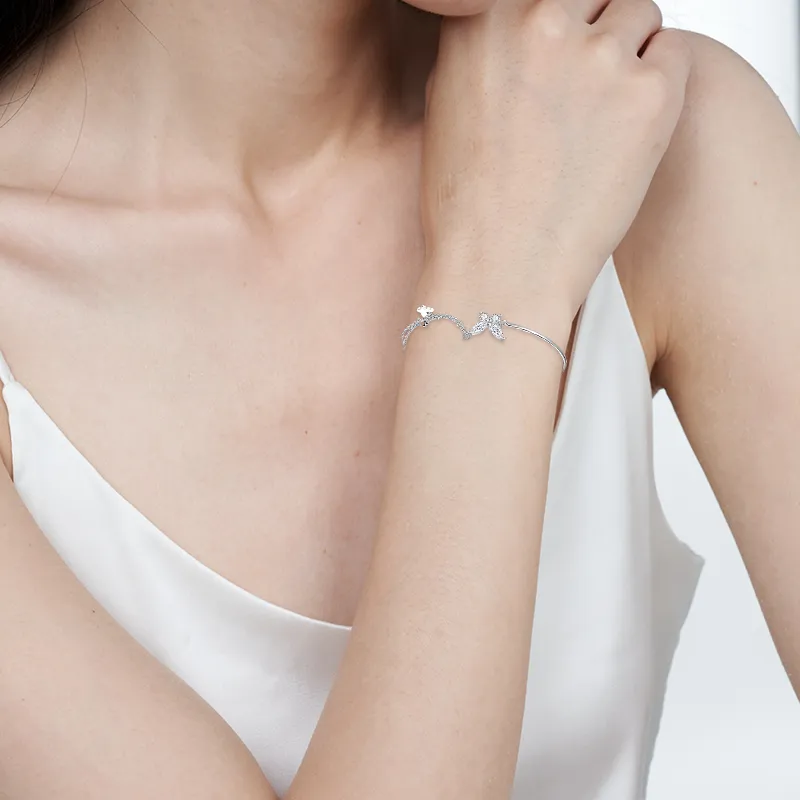 Barbie S925 Silver Double Layer Layering Bracelet Women's-2