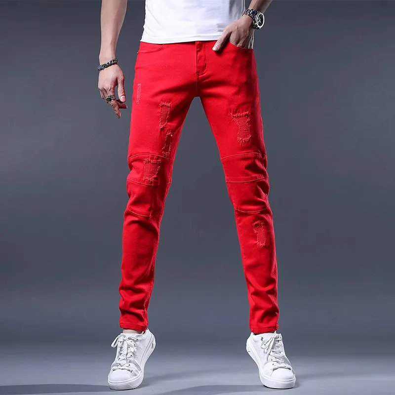 BINGSHENG Jeans Unisex Red-2