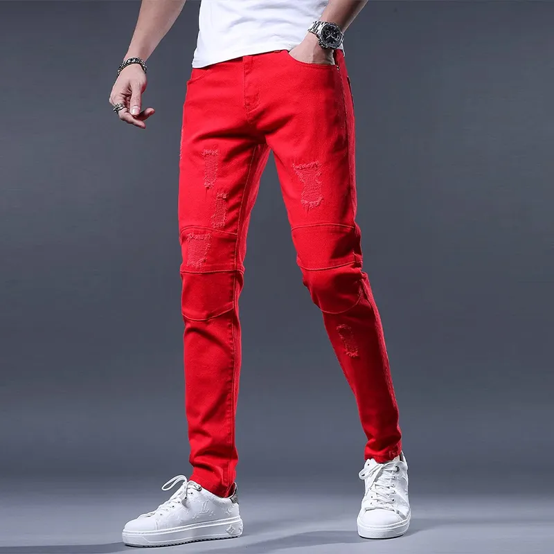 BINGSHENG Jeans Unisex Red-4