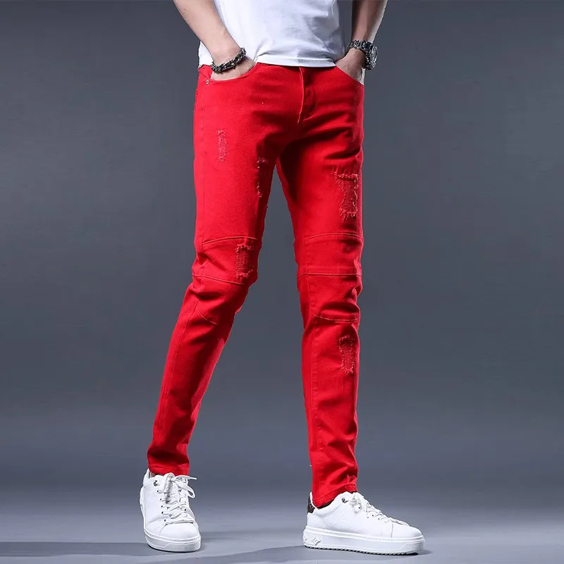 BINGSHENG Jeans Unisex Red-3