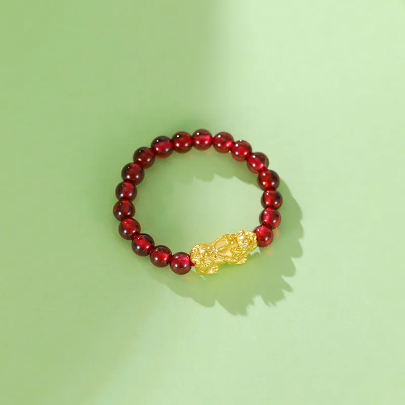 BOVLSA Natural Garnet Colored Gemstone Rings Unisex-4
