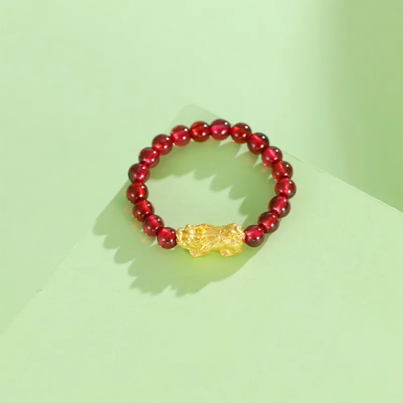 BOVLSA Natural Garnet Colored Gemstone Rings Unisex-3