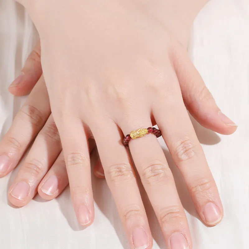 BOVLSA Natural Garnet Colored Gemstone Rings Unisex-2