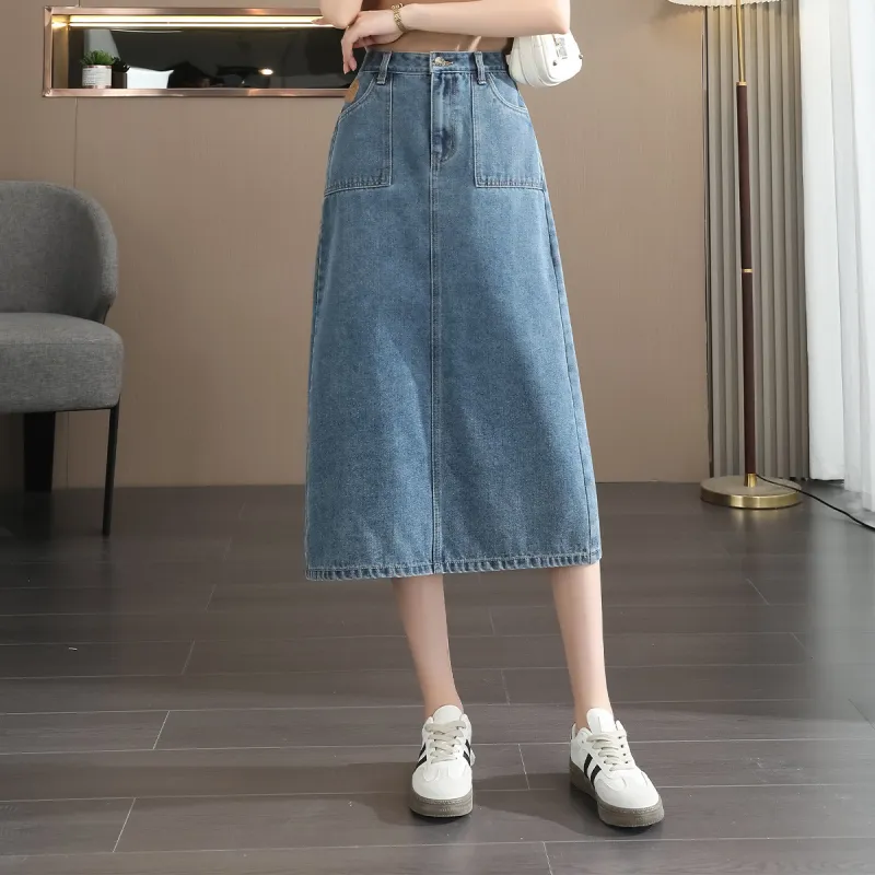 JEANSWEST Denim Long Skirt Women's-2