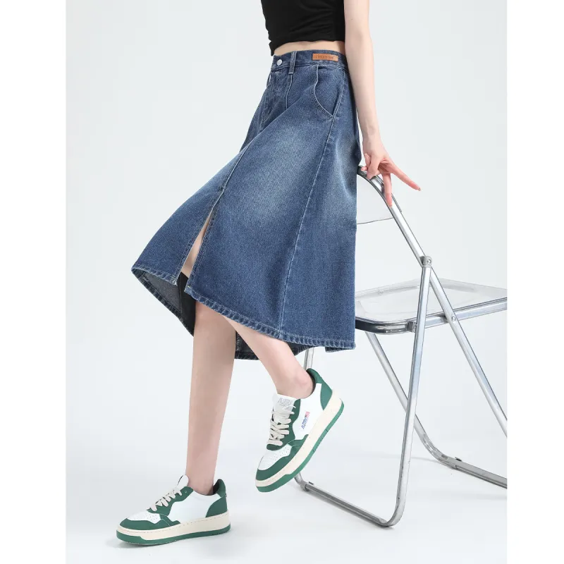 JEANSWEST Denim Long Skirt Women's-3