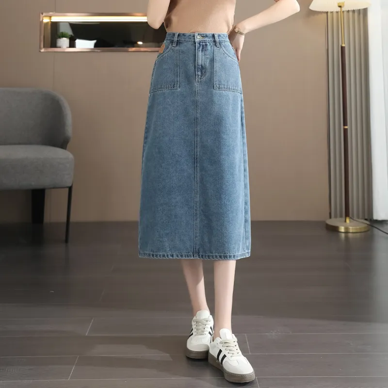 JEANSWEST Denim Long Skirt Women's-3