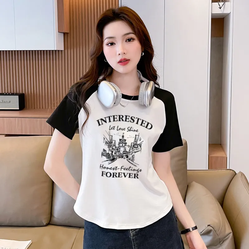 JEANSWEST Summer Raglan Sleeve T Shirt Women's-1