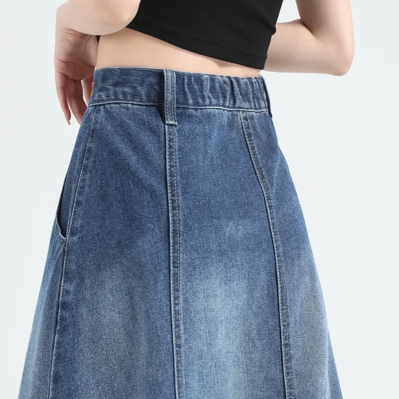 JEANSWEST Denim Long Skirt Women's-5